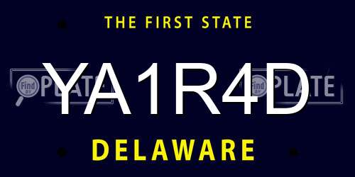 YA1R4D Delaware License Plate