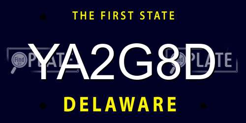 YA2G8D Delaware License Plate