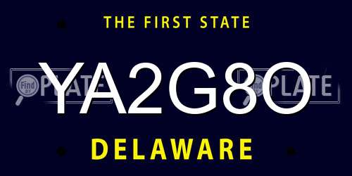YA2G8O Delaware License Plate