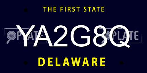 YA2G8Q Delaware License Plate