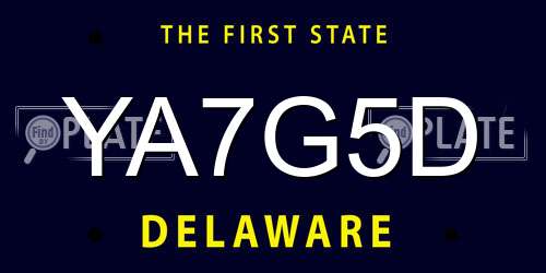 YA7G5D Delaware License Plate