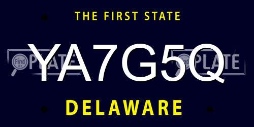 YA7G5Q Delaware License Plate