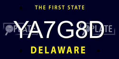 YA7G8D Delaware License Plate