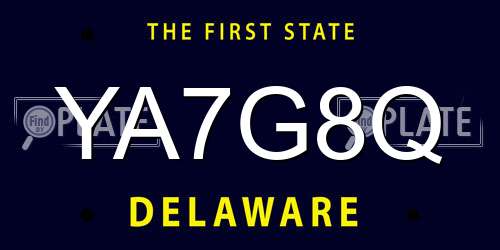 YA7G8Q Delaware License Plate