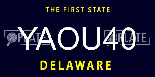 YAOU40 Delaware License Plate