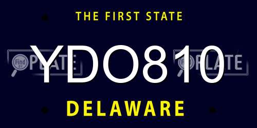 YDO810 Delaware License Plate