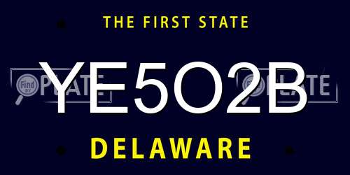 YE5O2B Delaware License Plate