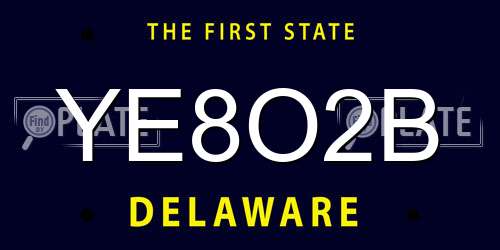 YE8O2B Delaware License Plate