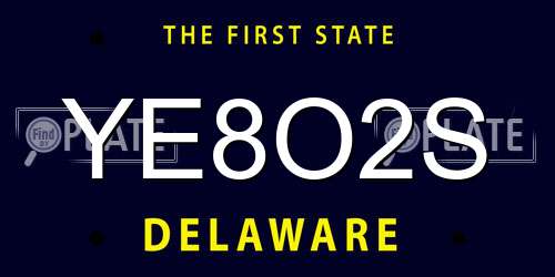 YE8O2S Delaware License Plate