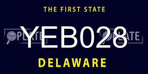 YEB028 Delaware License Plate