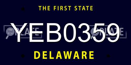 YEB0359 Delaware License Plate