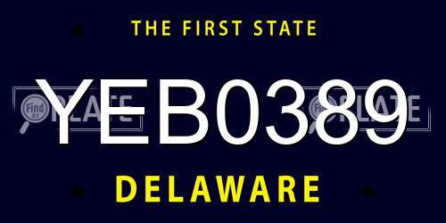 YEB0389 Delaware License Plate