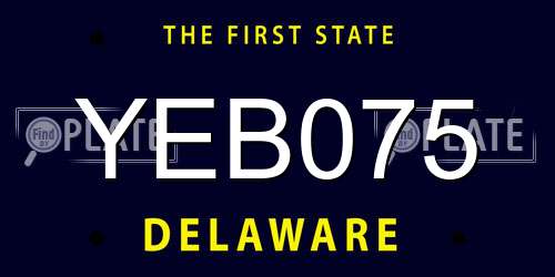 YEB075 Delaware License Plate