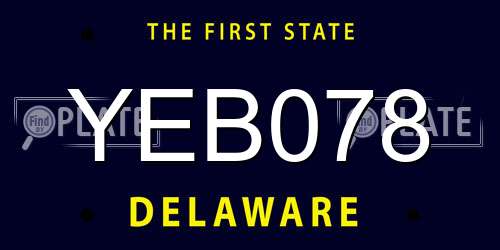 YEB078 Delaware License Plate