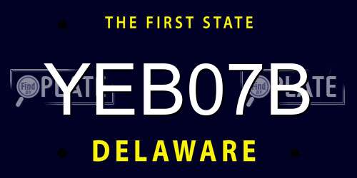 YEB07B Delaware License Plate