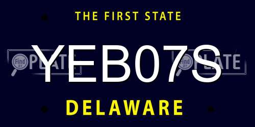 YEB07S Delaware License Plate