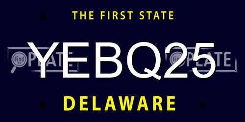 YEBQ25 Delaware License Plate