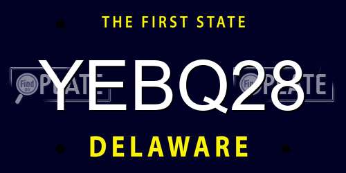YEBQ28 Delaware License Plate