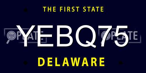 YEBQ75 Delaware License Plate