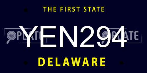 YEN294 Delaware License Plate
