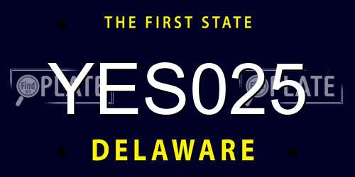 YES025 Delaware License Plate