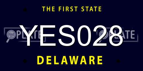 YES028 Delaware License Plate