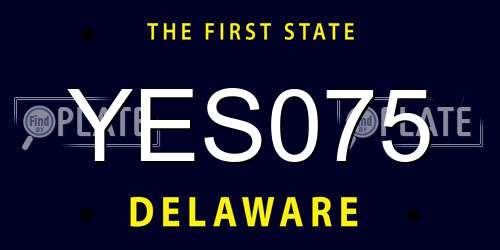 YES075 Delaware License Plate