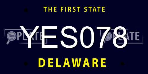 YES078 Delaware License Plate