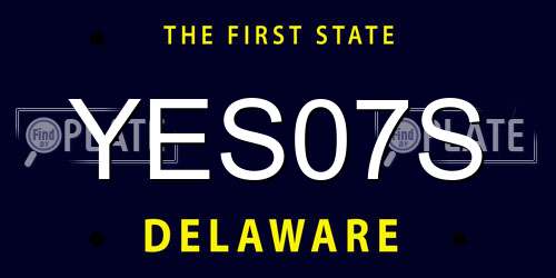 YES07S Delaware License Plate