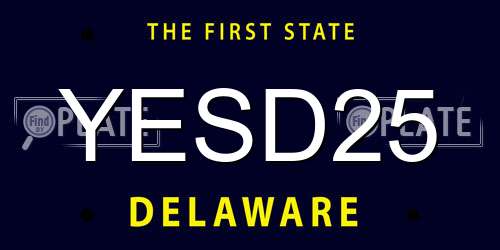 YESD25 Delaware License Plate