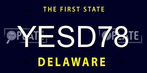 YESD78 Delaware License Plate