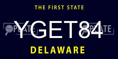 YGET84 Delaware License Plate