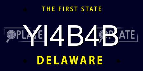 YI4B4B Delaware License Plate