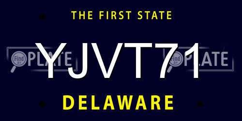 YJVT71 Delaware License Plate