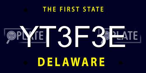 YT3F3E Delaware License Plate
