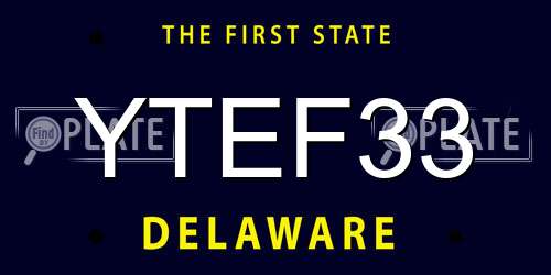 YTEF33 Delaware License Plate