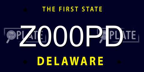 Z000PD Delaware License Plate
