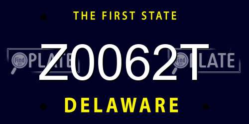 Z0062T Delaware License Plate