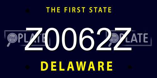 Z0062Z Delaware License Plate