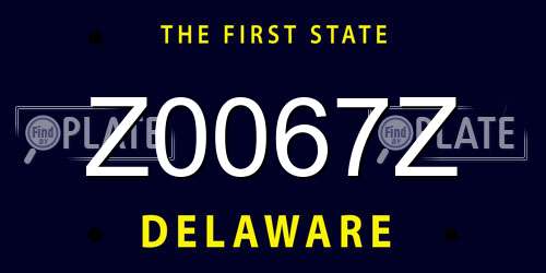Z0067Z Delaware License Plate