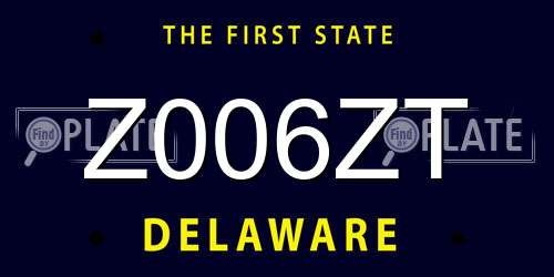 Z006ZT Delaware License Plate