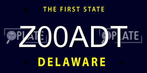 Z00ADT Delaware License Plate
