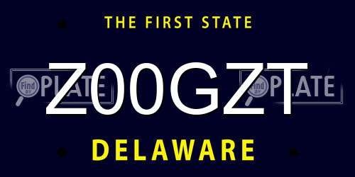 Z00GZT Delaware License Plate