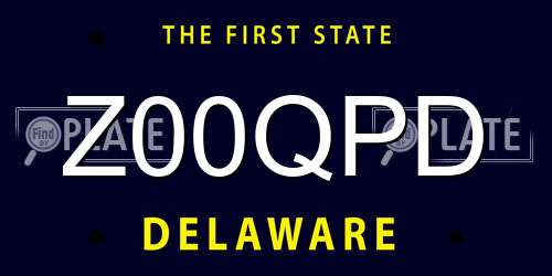 Z00QPD Delaware License Plate