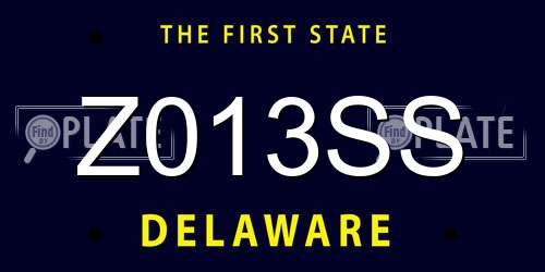 Z013SS Delaware License Plate