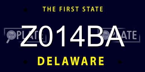 Z014BA Delaware License Plate