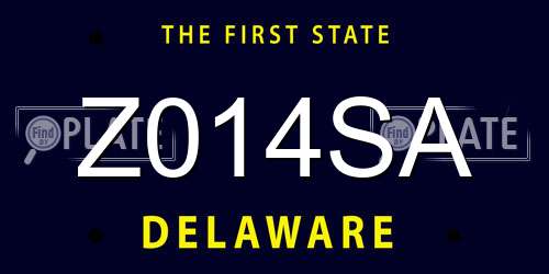 Z014SA Delaware License Plate