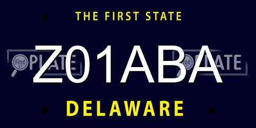 Z01ABA Delaware License Plate