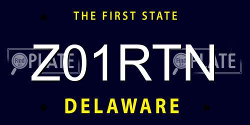 Z01RTN Delaware License Plate