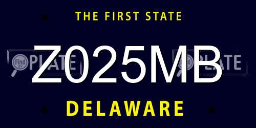 Z025MB Delaware License Plate